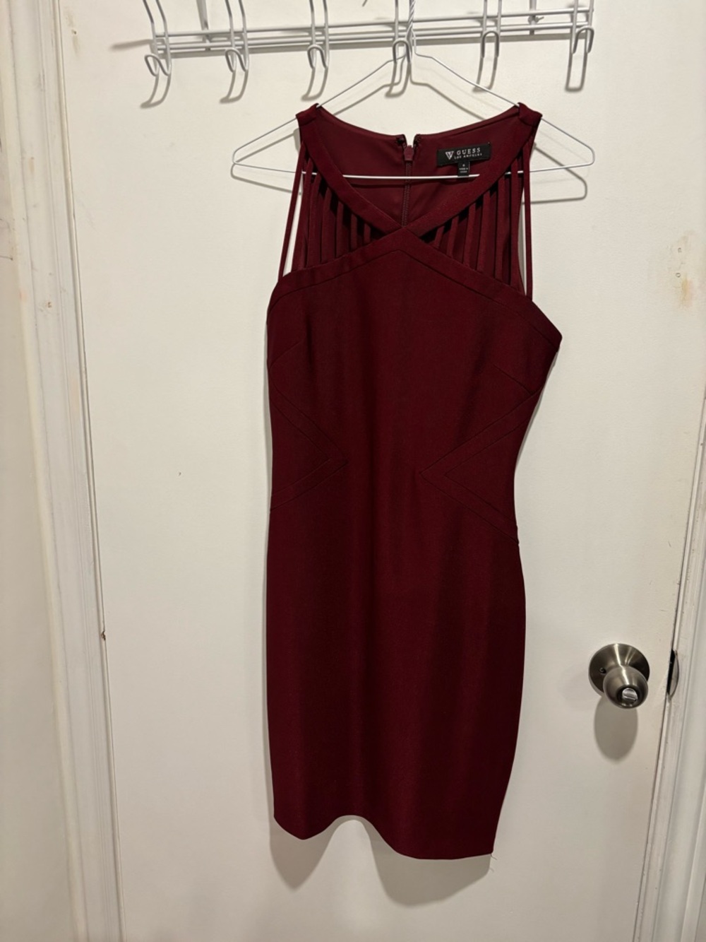 GUESS Wine Red Strappy Midi Sheath Dress - Picture 2 of 6